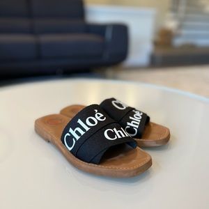 Chloe Woody Linen Slides size 9/39